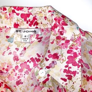 Vintage St John button up sheer top 100% silk